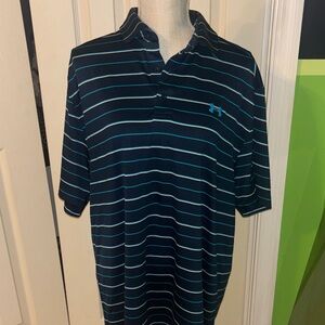 Under Armour Men's Navy Polo with Light Blue Stripes